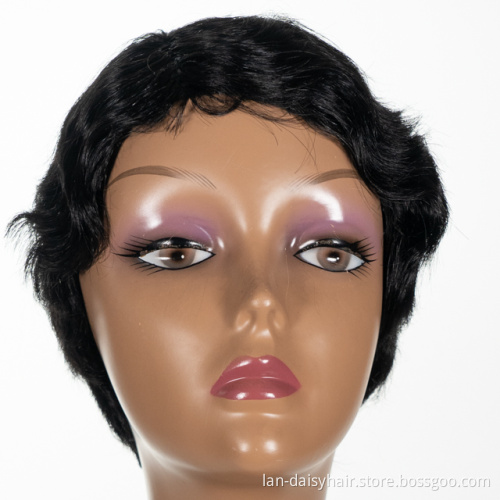 Afro Ocean Bob Wig Short Curl Machine Made Virgin Cuticle Aligned Hair Peruvian Human Hair Wigs for Black Woman